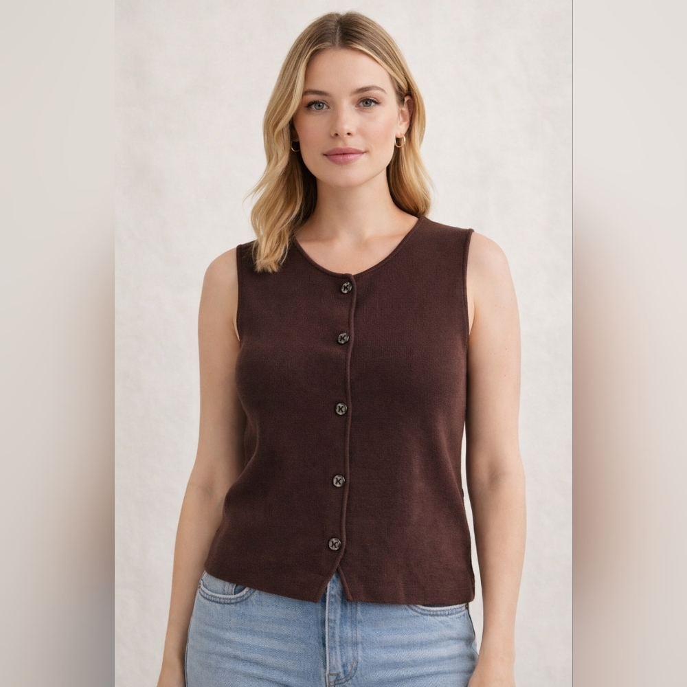 NWT Calvin Klein Women’s Knit Sweater Vest Brown (Milk Chocolate)